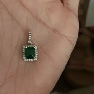 Effy Emerald Green Square Halo Pendant Necklace - Women Jewelry